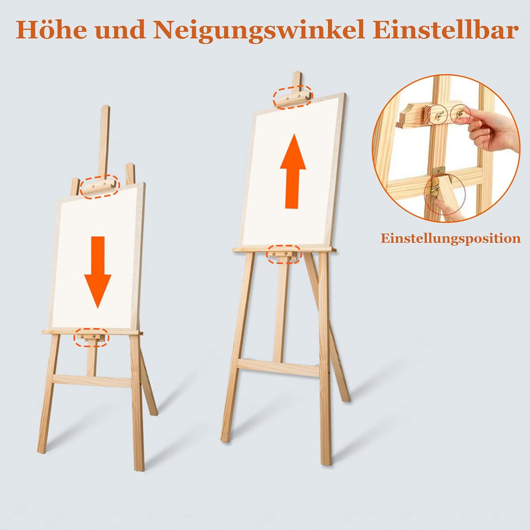 uyoyous Staffelei Holz 150cm Künstlerstaffelei A-Rahmen-Staffelei Atelierstaffelei höhenverstellbar