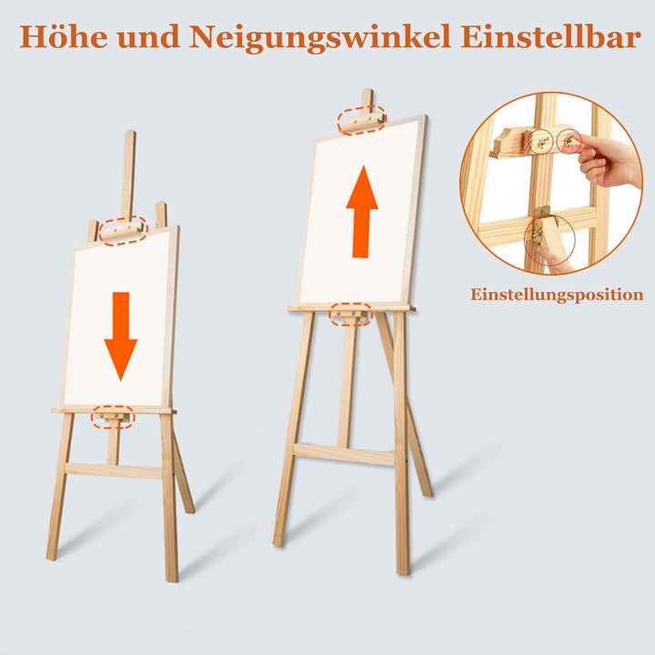 uyoyous Staffelei Holz 150cm Künstlerstaffelei A-Rahmen-Staffelei Atelierstaffelei höhenverstellbar