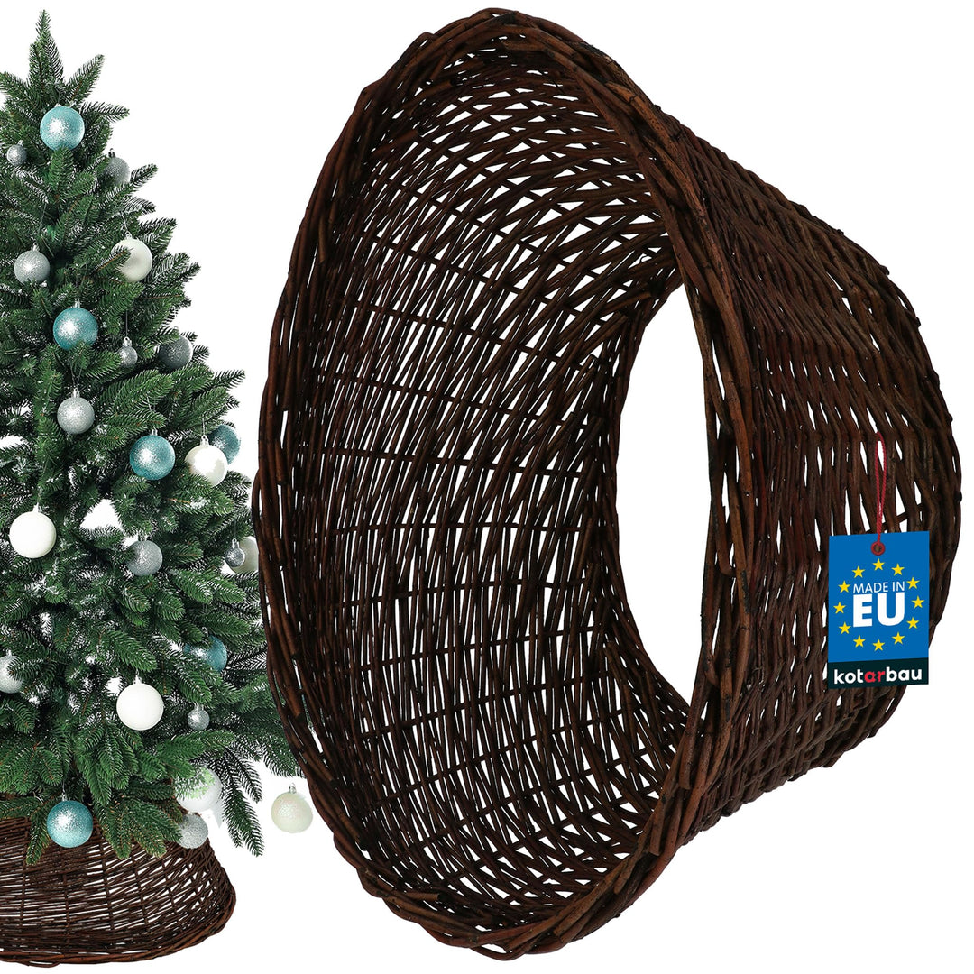 KOTARBAU® Weihnachtsbaum Rock aus Weide Ø 60 cm, Dunkel Braun Christbaumständer aus Rattan Natur, We