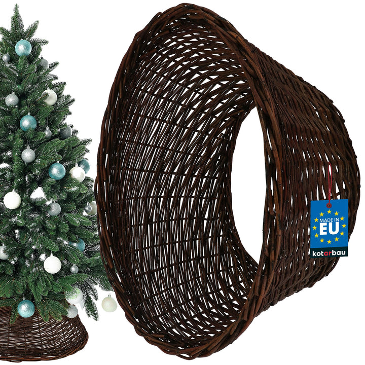 KOTARBAU® Weihnachtsbaum Rock aus Weide Ø 60 cm, Dunkel Braun Christbaumständer aus Rattan Natur, We