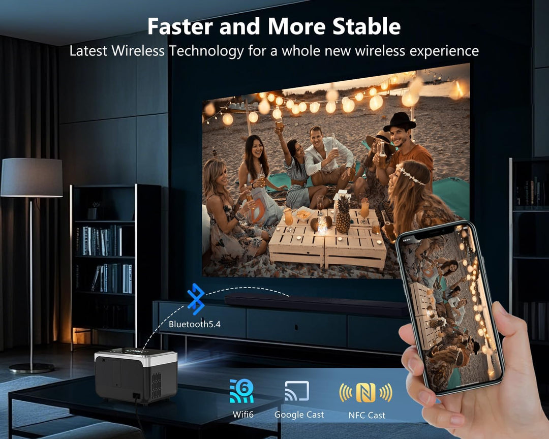LED Beamer 4K Tragbarer Heimkino, 2026 CWEUG Smart Beamer mit YouTube, Android OS, DB Audio, NFC, Au