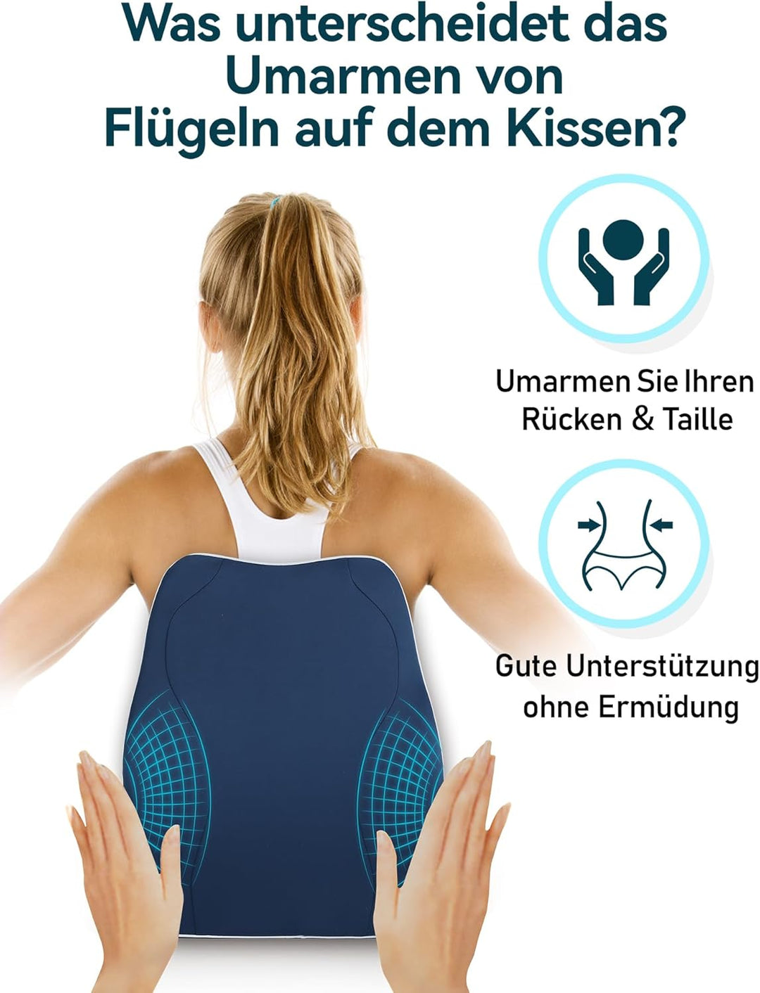 Travel Ease Ergonomisches RückenKissen aus Memory Foam, Lendenkissen für Bürostuhl, Autositz, Rollst