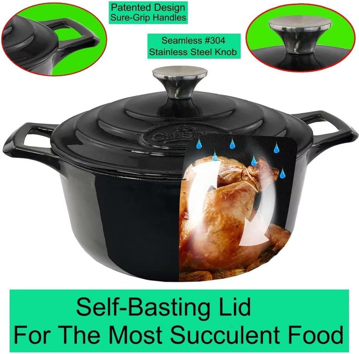 La Cuisine Eemaillierte Gusseisen Bräter Schmortöpfe Auflaufform Kasserollen 26cm 4.75 L.Schwarz Mat