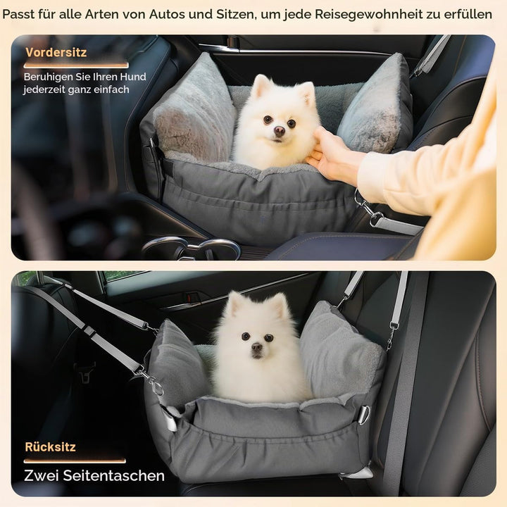 3-in-1 Hundesitz fürs Auto &amp; Reisebett für kleine Hunde – Tragbarer Autositz mit erweiterbarer Liege