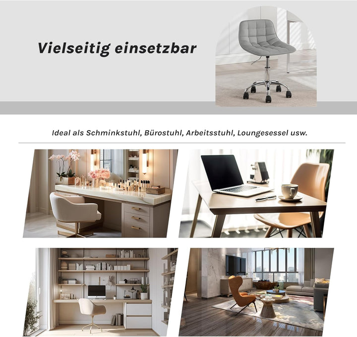 WOLTU Schreibtischstuhl Kinder, Schminkstuhl Sitzhocker Rollhocker Arbeitshocker, 360° drehbar höhen