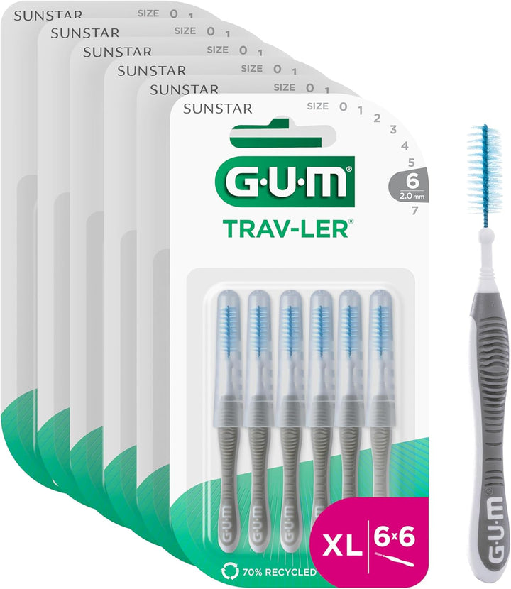 GUM TRAV-LER Interdentalbürsten | Zur gründlichen Reinigung aller Zahnzwischenräume | Biegbarer Hals