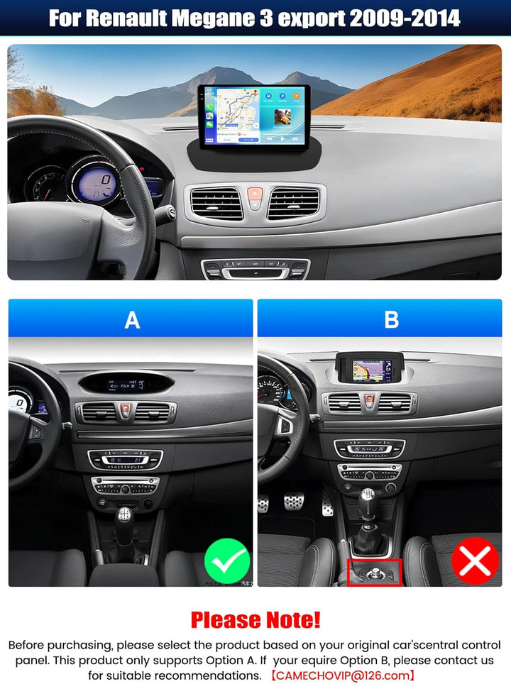 CAMECHO Android 15 4G+128G Autoradio für Renault Megane 3 Export 2009-2014 mit Carplay Android Auto