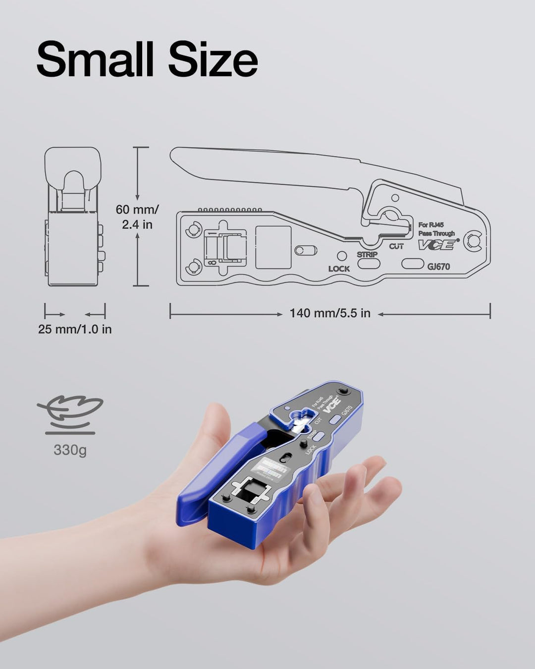 VCE GJ670BL Professionell Netzwerk Werkzeug RJ45 Crimpzange Netzwerkkabelzange