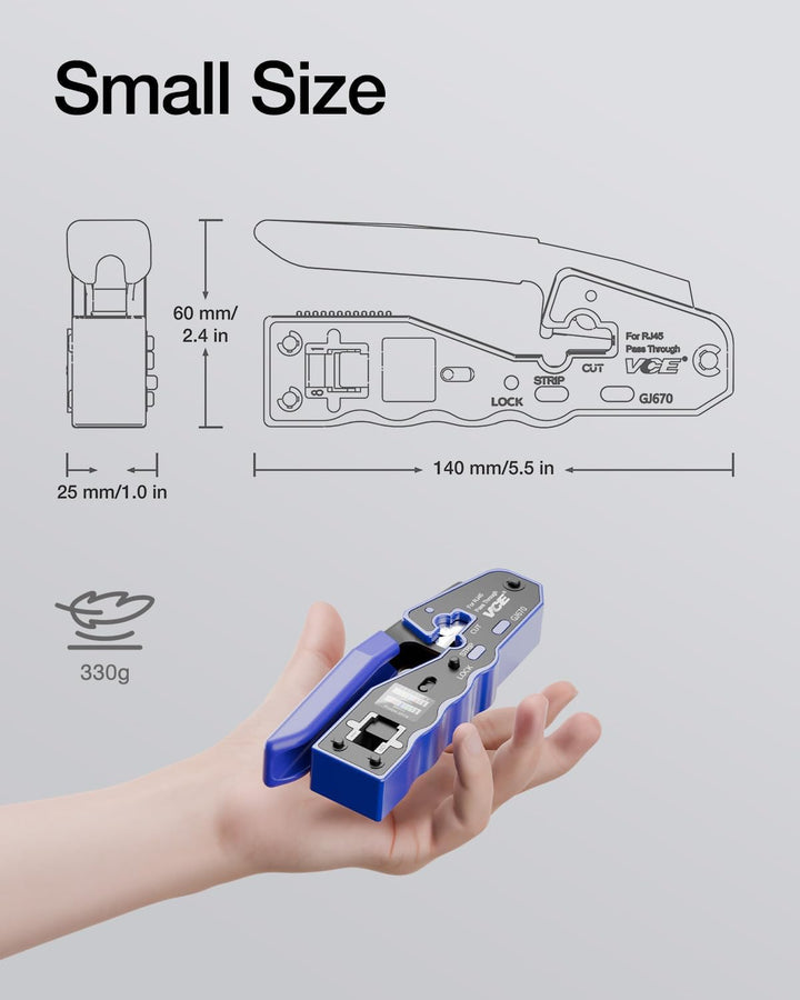 VCE GJ670BL Professionell Netzwerk Werkzeug RJ45 Crimpzange Netzwerkkabelzange