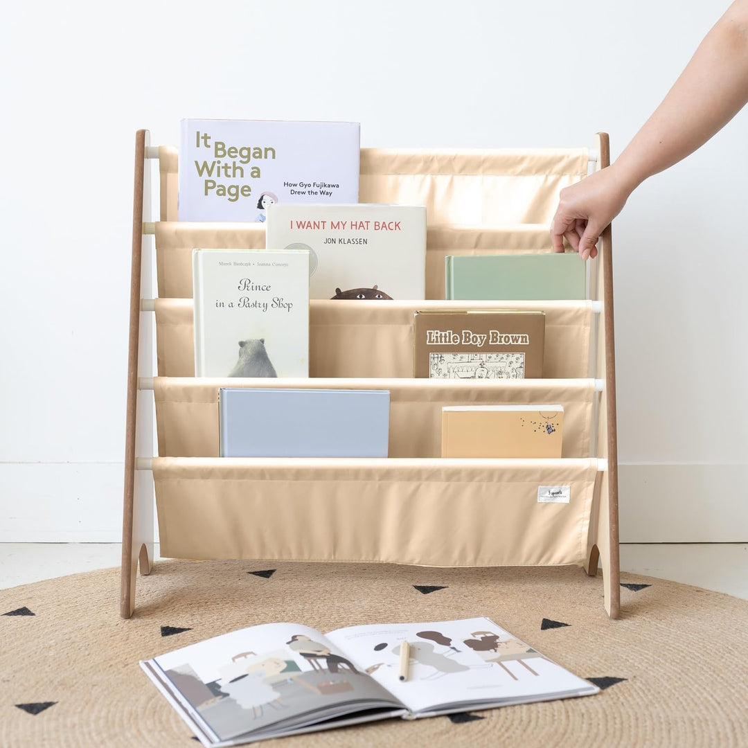 3 Sprouts Kinder Bücherregal aus Holz – Montessori Regal für Kinderzimmer - Beige, Beige