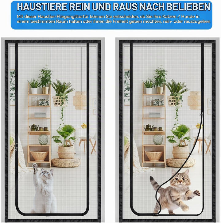 Katzennetz für Balkon, Katzengitter Tür mit Reissverschluss Katzen aus Laufen, Türgitter Katze, Haus