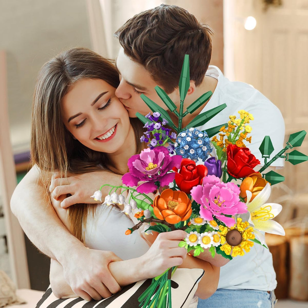Blumenstrauss-Bausatz – 1000 Teiles Blumenstrauss-Set, Botanische Geschenk zum Valentinstag für Sie