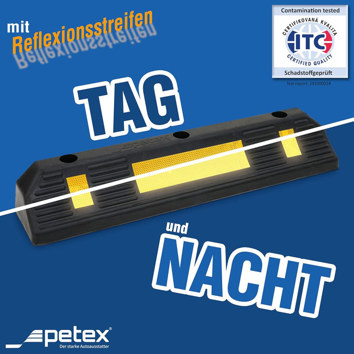 PETEX Radstopper 2er Set mit Reflexionsstreifen nach ECE R 104 2 x Garagenstopper, 2 x Garagenstoppe