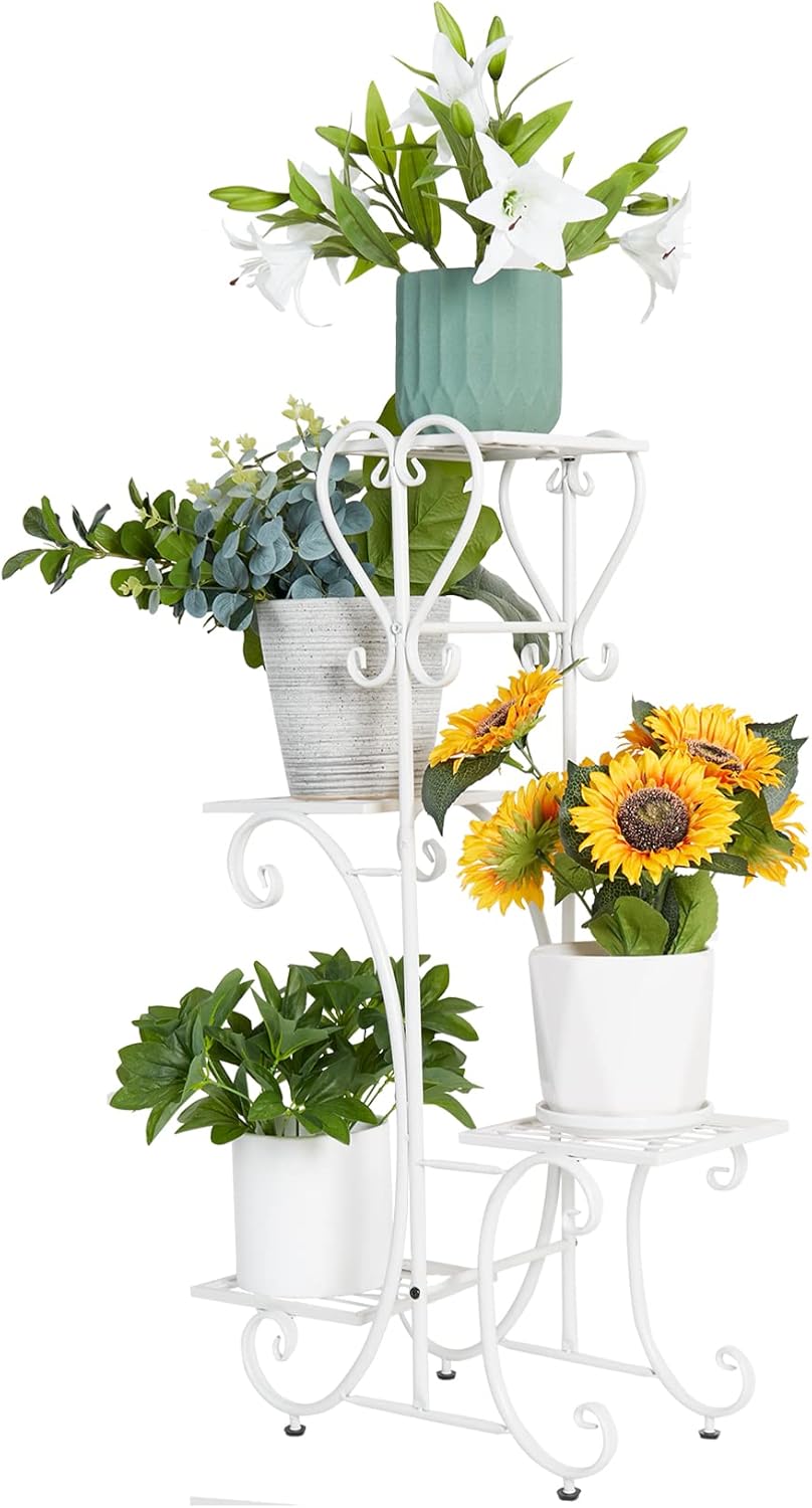 unho Blumenregal Metall, Pflanzenregal mit 4 Ebenen, Blumenständer Blumentreppe Pflanzenständer für