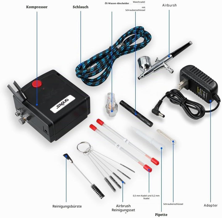 Sagud Mini Airbrush Kit mit tragbarem Airbrush Kompressor Schwerkraft gespeist mit doppeltwirkender