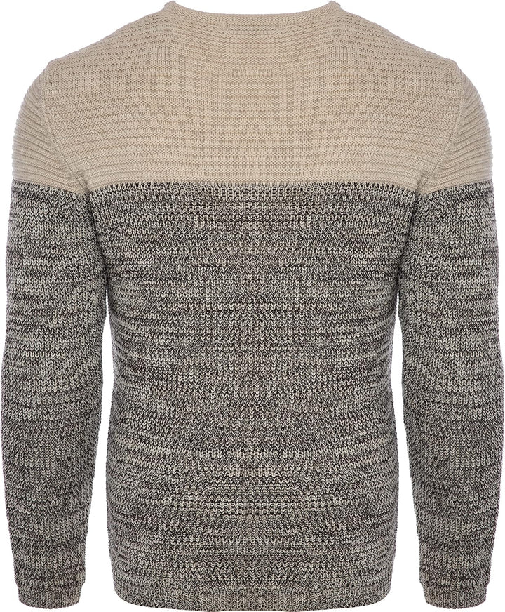 Karl´s People Herren Strick-Pullover Rundhals mit Logopatch | Männer Winter-Pullover |stylischer Her