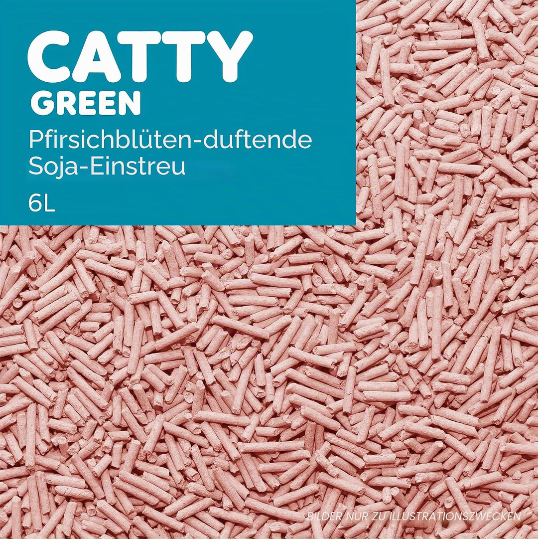 Aqpet Friends CattyGreen Katzenstreu mit natürlichem Sojabohnen, pflanzlicher Herkunft, Pfirsichduft
