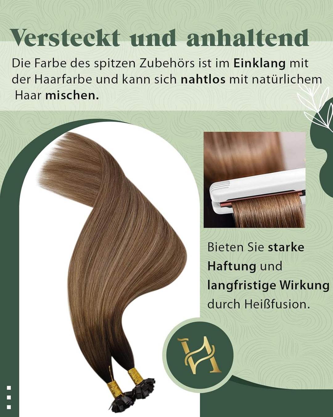 Ugeat Bonding Extensions Echthaar Dunkelbraun Extensions Echthaar Bondings Flat Tip Balayage Braun K