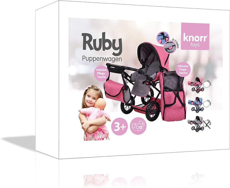 Knorrtoys 63122 63122-Puppenwagen Ruby-Jeans Grey Puppenwagen