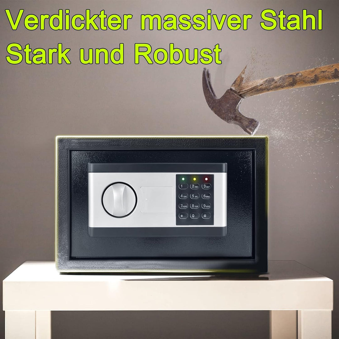 YRHome 34L Mini Tresor für Zuhause Safe Tresor mit Digitaler Passwort, Batteriebox, 2 Sicherheitssch