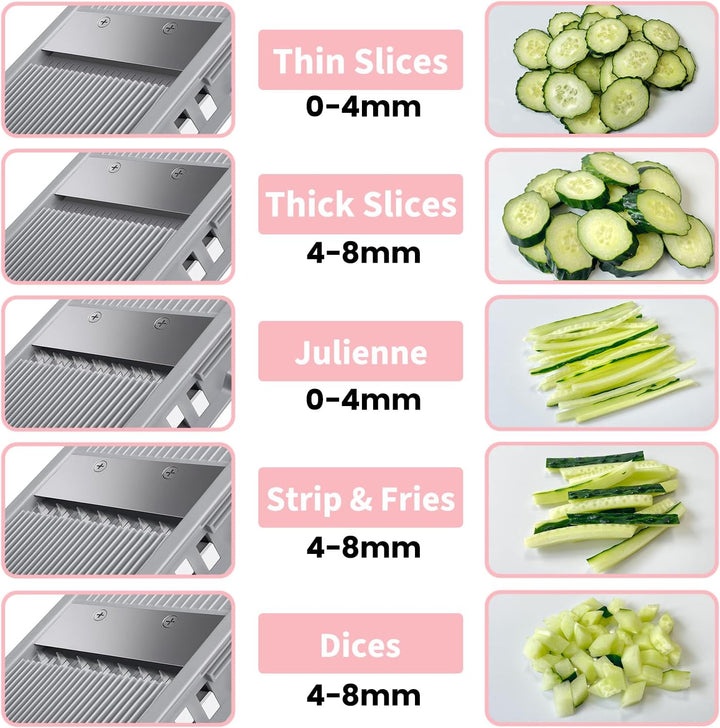 Jonscook Safe Mandoline Food Slicer For Kitchen - Vegetable Chopper With Adjustable Thickness, Multi