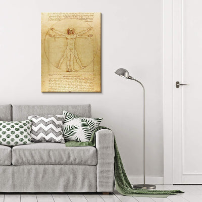 PICANOVA – Leonardo da Vinci – Vitruvian Man 60x80cm – Bild auf Leinwand – Premium Kunstdruck Auf 2c