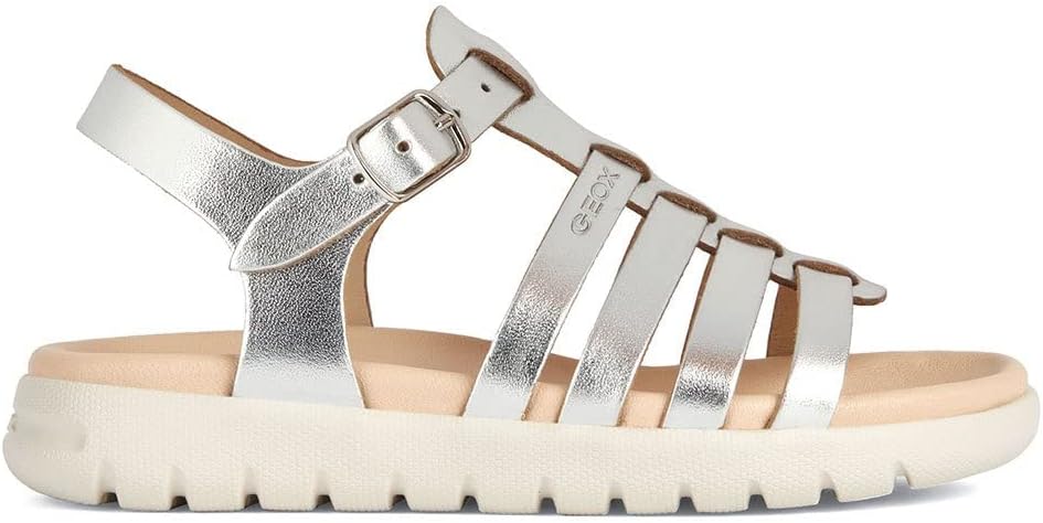 Geox Jungen Mädchen J SOLEIMA Gir Sandal, Silver, 24 EU