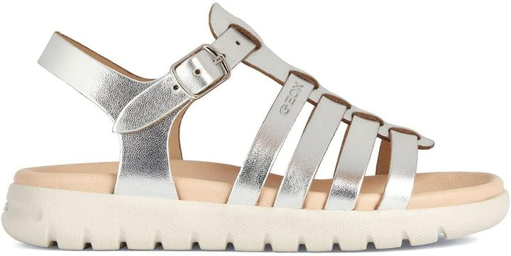 Geox Jungen Mädchen J SOLEIMA Gir Sandal, Silver, 24 EU