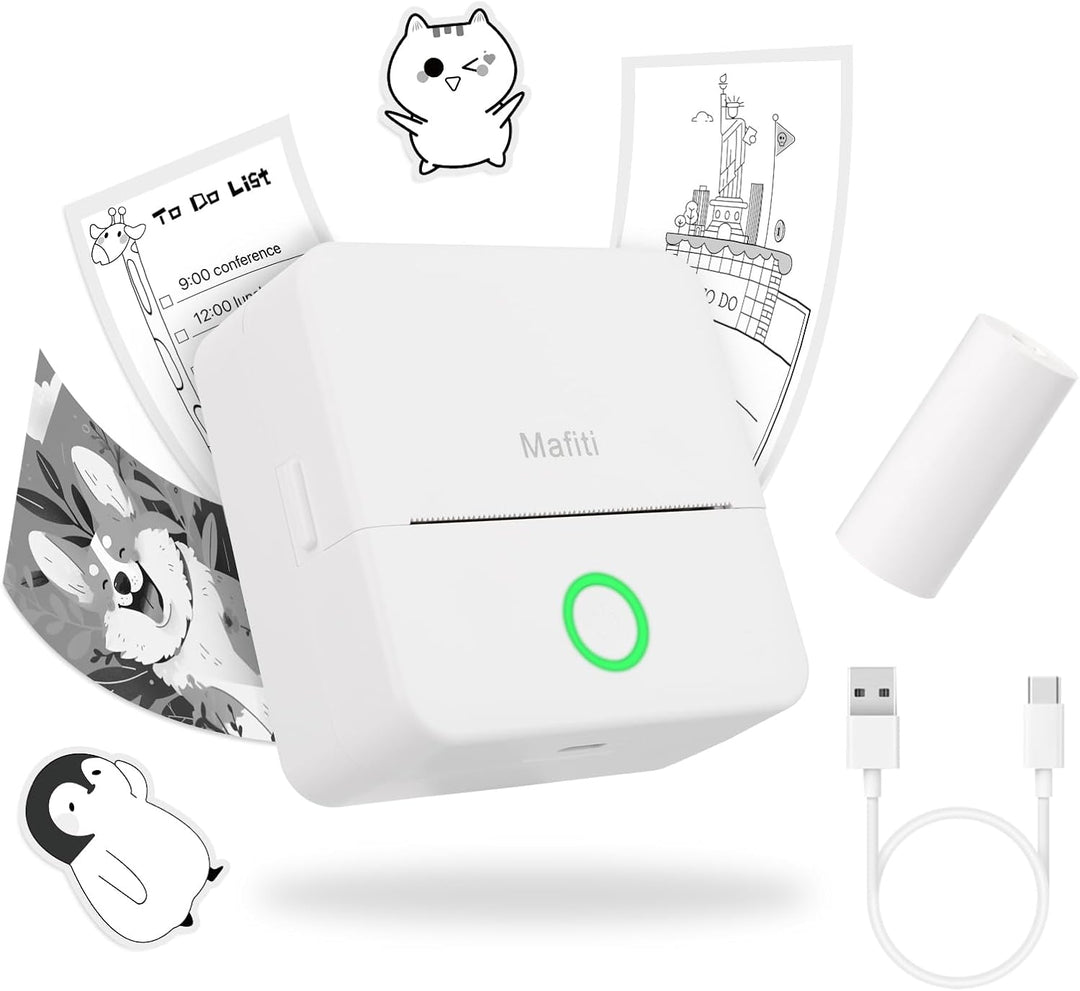 Mini Drucker tragbarer Mini Printer, Mini Fotodrucker Wireless Taschendrucker Thermodrucker Smartpho