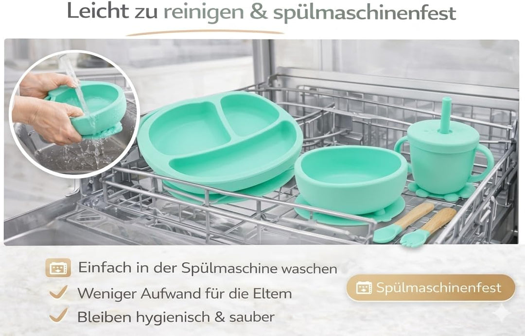 Eliano Sicheres & Rutschfestes Silikon Baby-Geschirrset - 6-teilig | Perfekt für die Beikosteinführu