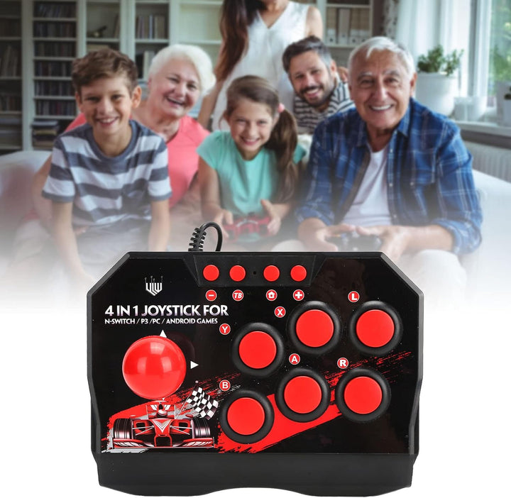 Metall-Joystick, Kabelgebundener Universal-Kampfstab, Starkes Gehäuse, Schwarze und Rote Farbe, Spie