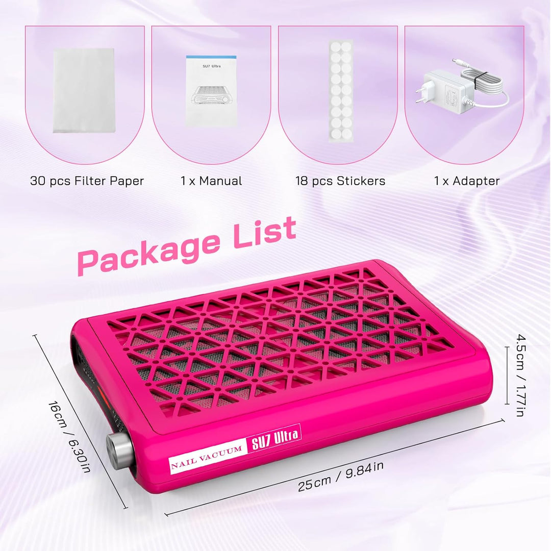 Nagelstaubabsauger Kabelgebunden, Dual-Turbo Ventilator mit 1600 Pa Saugleistung, 30 Filterpapieren,