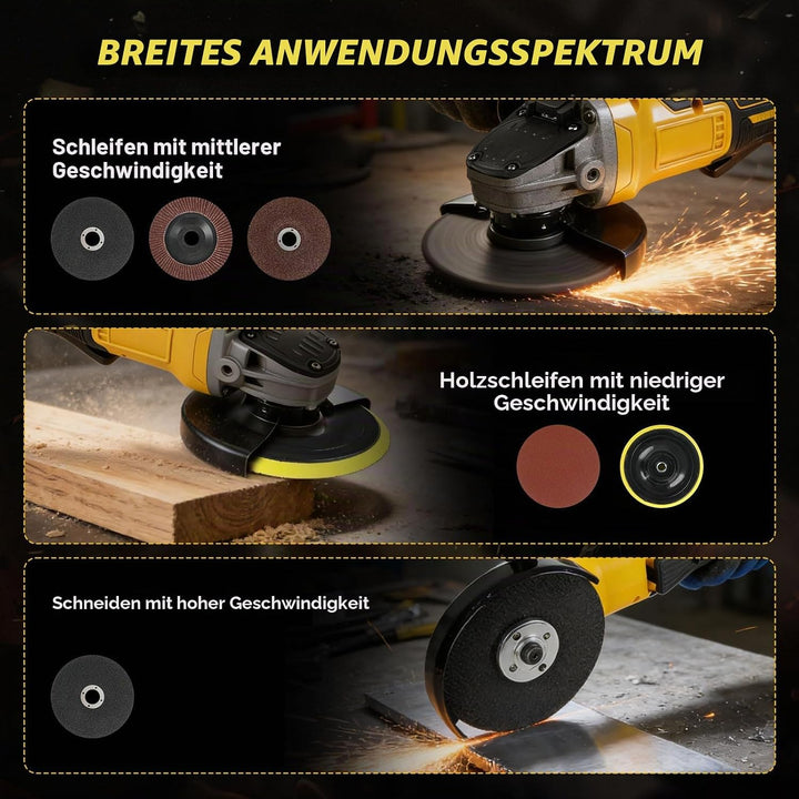 Akku-Winkelschleifer für Dewalt 18 V 20 V, 125 mm, 8500 U/min, bürstenlos, elektrisch, 3-Gang-Schlei