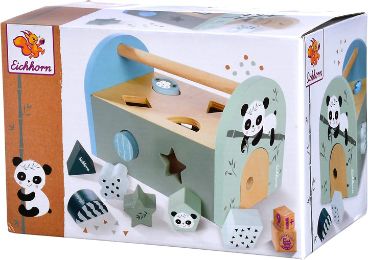 Eichhorn - Panda Linie - Steckbox, Steckspielzeug inkl. 8 verschiedenen Steckbausteinen & - Nachzieh
