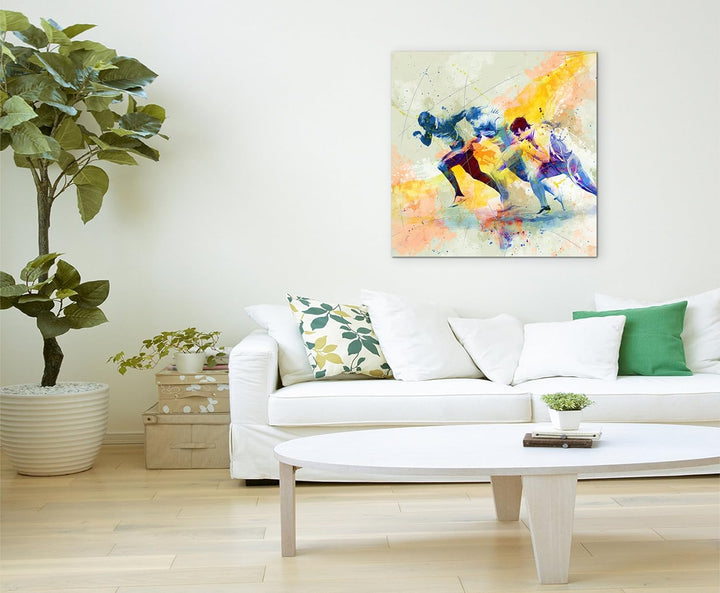 Running VII 60x60cm Wandbild SPORTBILD Aquarell Art tolle Farben von Paul Sinus