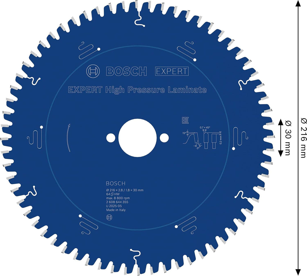 Bosch Professional 1x Kreissägeblatt Expert for High-Pressure Laminate (für Hochdrucklaminat, Sägebl