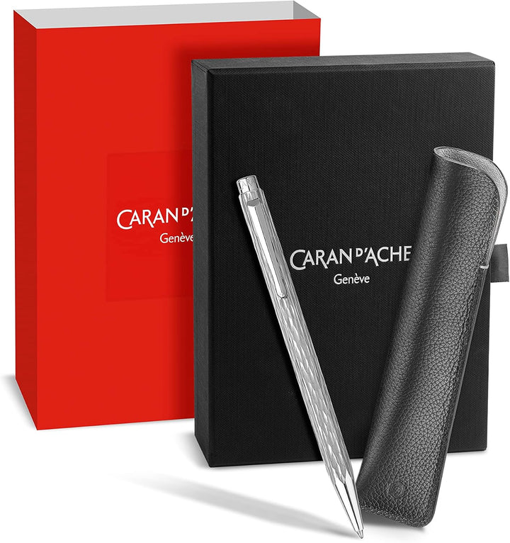 Caran d`Ache Ecridor Venetian Set, Kugelschreiber mit Lederetui, aus Messing mit Palladium- Finish,