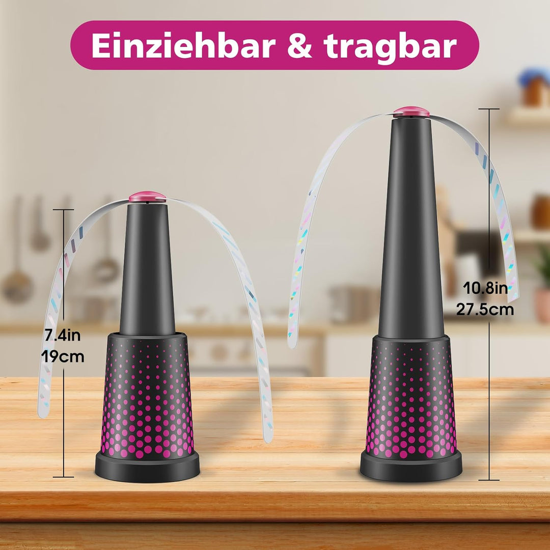 4 Stück Fliegenwedler,Einziehbar und Aufhängbar Fliegenwedler für den Tisch, Tragbarer Mückenschutz