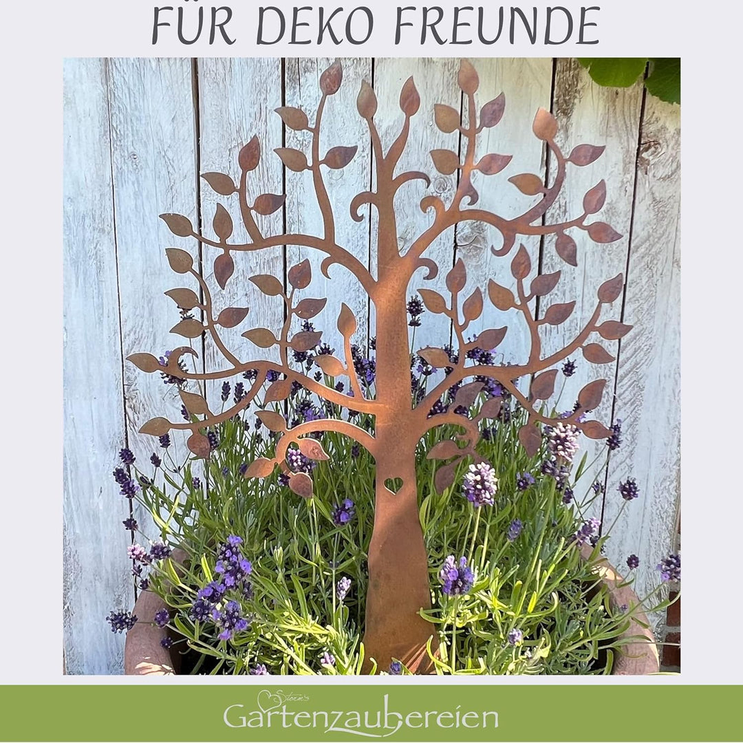 Gartenstecker Lebensbaum Edelrost 39cm als Gartendeko zum Stecken in Rostoptik