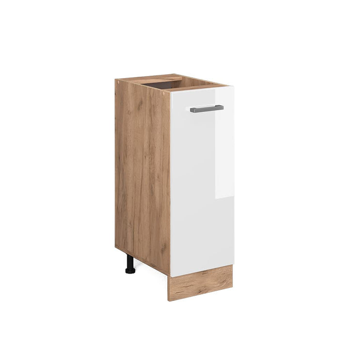 Vicco Apothekerschrank R-Line, Weiss Hochglanz/Goldkraft Eiche, 30 cm ohne Arbeitsplatte Weiss Hochg