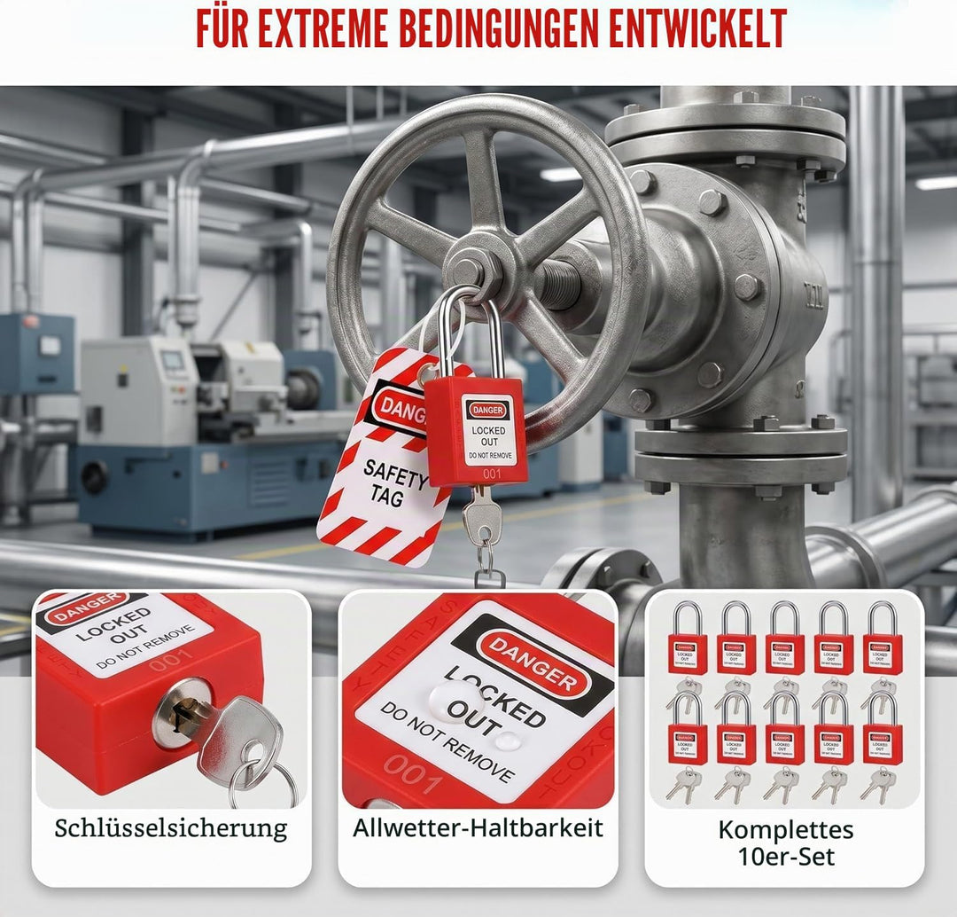 WUWEOT 10 Stück Lockout Tagout Schlösser, verschiedene rote Loto Safe Vorhängeschlösser, OSHA-Sicher
