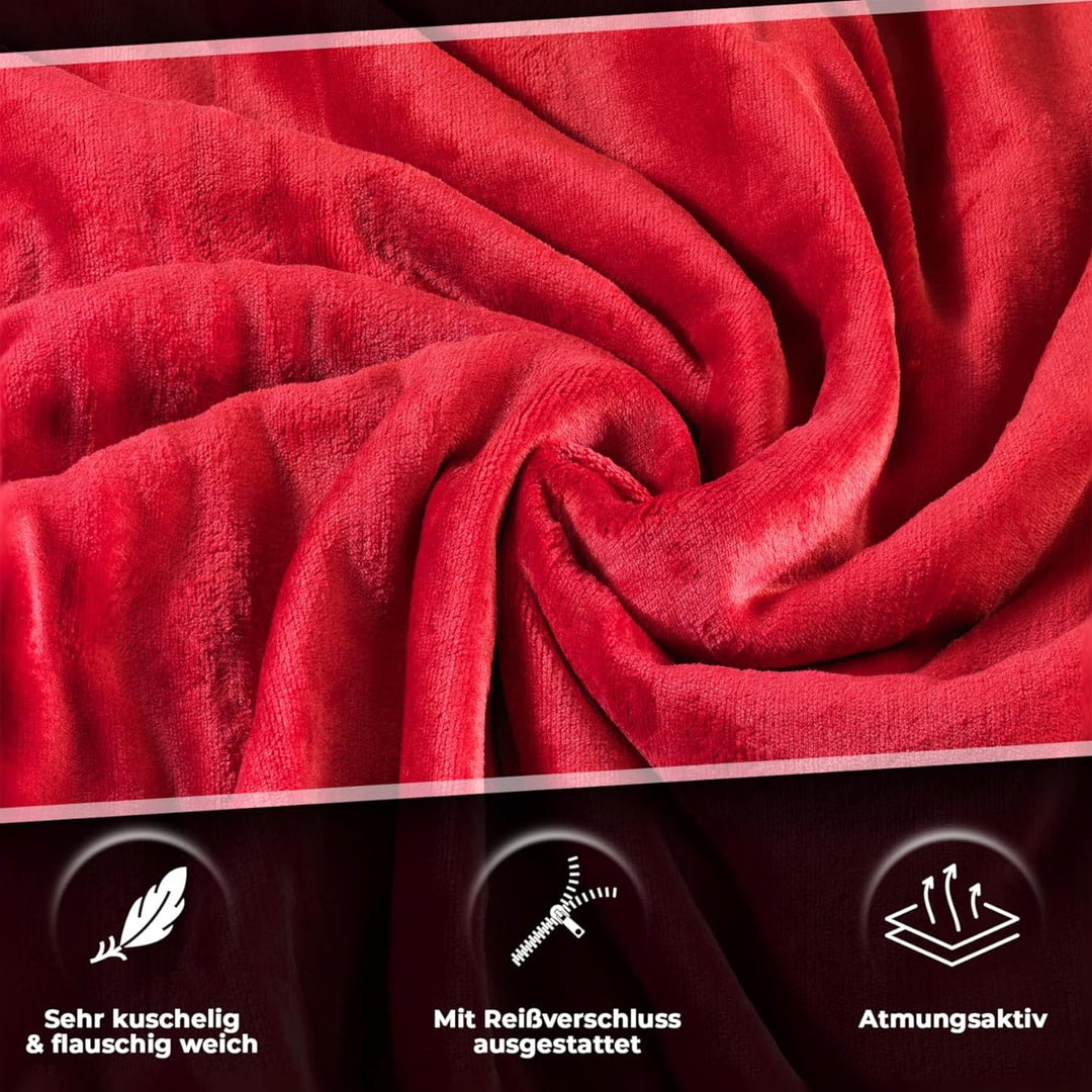 DreamHome Winter Wende Plüsch Bettwäsche 135x200 Nicky-Teddy Cashmere Touch Coral Fleece Bettdezug +