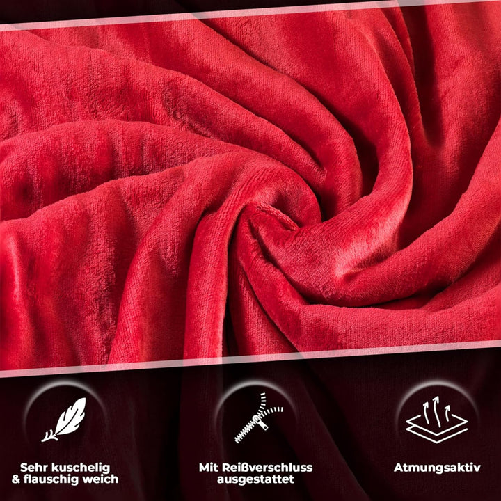 DreamHome Winter Wende Plüsch Bettwäsche 135x200 Nicky-Teddy Cashmere Touch Coral Fleece Bettdezug +