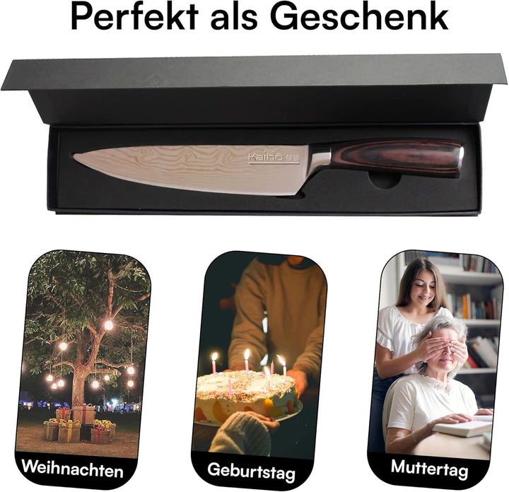 Kaihō Premium Chefmesser – Scharfes Küchenmesser aus 5Cr15 Edelstahl 20,5cm Klinge – Profi & Hobby K