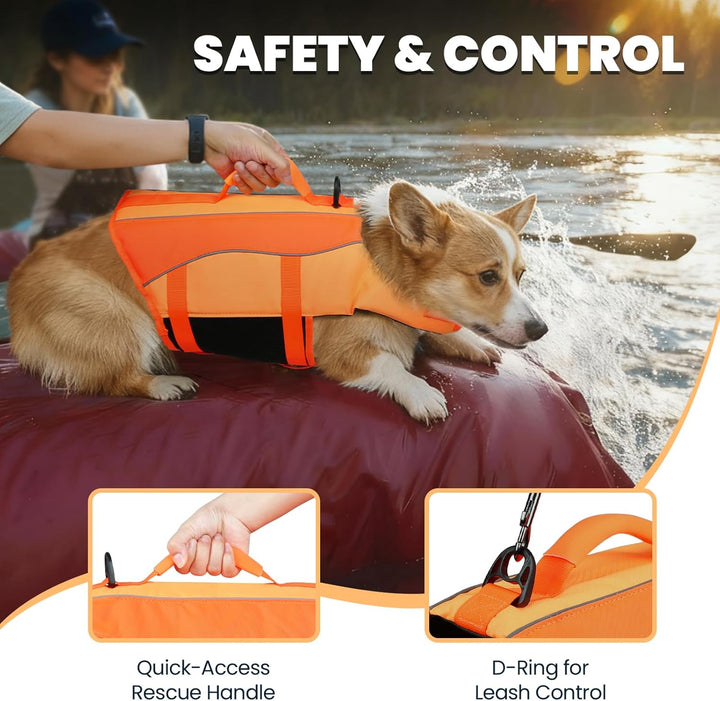 VIVAGLORY Front Float Schwimmweste Hund, Hundeschwimmweste für Bootfahren, Schwimmweste with Kopfstü