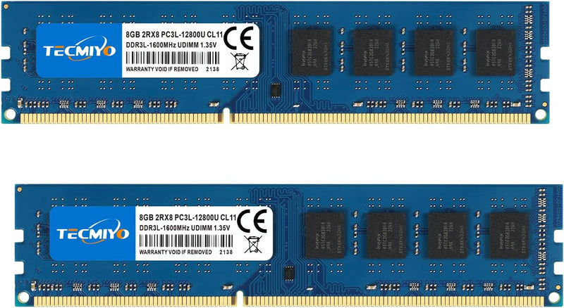 TECMIYO 16GB Kit(2x8GB) DDR3 RAM 1600MHz PC3-12800U/PC3L-12800 DDR3L Arbeitsspeicher RAM UDIMM CL11