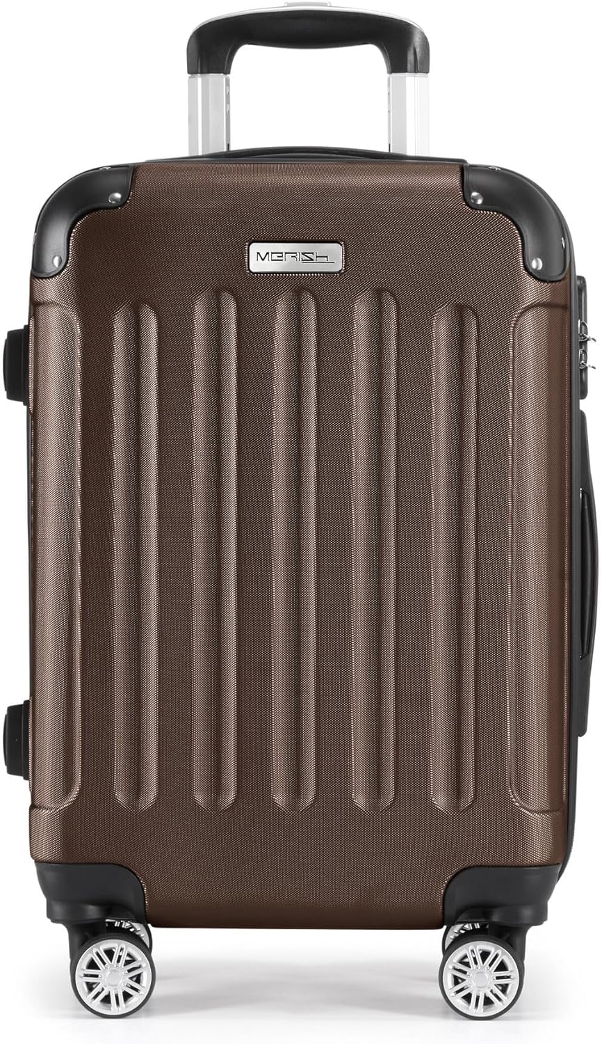 MERISH Reisekoffer Koffer Kofferset Trolleys Zwillingsrollen 3tlg. Hartschale in 9 Farben (Braun, M)