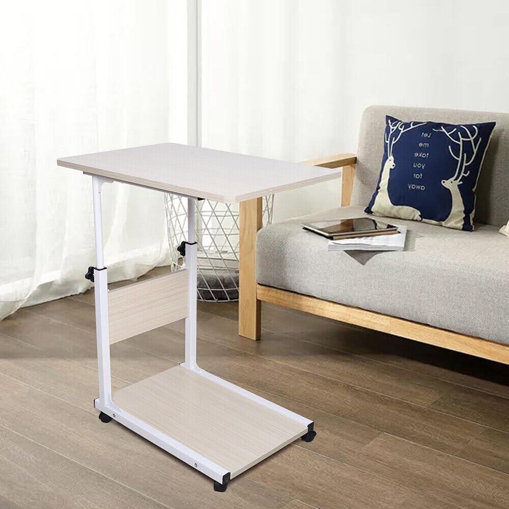 InSyoForeverEC Laptoptisch Beistelltisch mit Rollen höhenverstellbarer Sofatisch Kaffeetisch Betttis