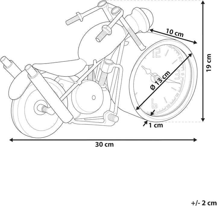 Beliani Dekorative Tischuhr im modernen Design Motorradform schwarz Berno