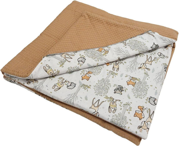 Leanbe Baby Einschlagdecke Doppelseitig 86x86 cm Baumwolle-Wafellstoff für Kinderwagen und Babybett
